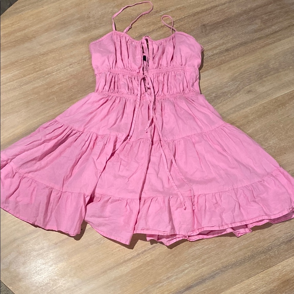 Pink tiered cotton sun dress